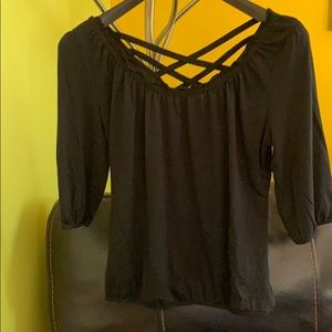 Belle du Jour black quarter sleeve top